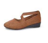 Générique Chaussures Femme Confort - Chaussure Mode et Sport en Daim Uni, Bandes Élastiques Croisées, Slip-on, Compensées, Respirantes, Grandes Tailles, pour la Marche Quotidienne