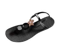 Générique Chaussures Femme Confort Chic Dames D'été Décontracté Couleur Unie Toe Fond Mou Plage Vêtements Chauds Fond Plat Grande Taille Sandales Pantoufles(Black,39)