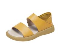 Générique Chaussures Femme Confort Chic Été nouvelles sandales à semelles plates pour les femmes à la mode semelles souples paresseux une jambe et deux vêtements(Yellow,37)