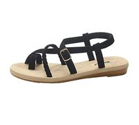 Générique Chaussures Femme Confort Chic Sandales Open Flat Weave Chaussures de plage Summer Toe Shoes Band Elastic Women's Breathable Women's Sandals(Black,40)