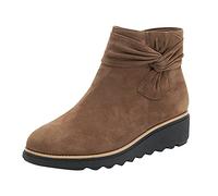 Générique Chaussures Femme Hiver Chic,Bottines Chaud DéContracté Talon Compensé Mode Bottes à GlissièRe NœUd CôTé Court Bottes (Khaki 41)