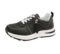 Générique Chaussures Femme Plateforme Cuir Lacets Fermeture Éclair Latérale Baskets Épaisses Semelle Compensée Confort Souple Sneakers Montantes Style Décontracté Chaussures de Sport Marcheur