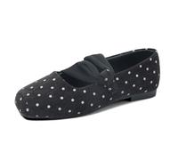 Générique Chaussures Femme Pois Croisés Bride Bout Rond Semelle Plate | Sangle Élastiquée Sur Babies, Ballerine Féminine, Esprit Rétro De Mocassin, Sabot Dame, Pour Ville Et Bureau