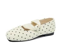 Générique Chaussures Femme Pois Croisés Bride Bout Rond Semelle Plate | Sangle Élastiquée Sur Babies, Ballerine Féminine, Esprit Rétro De Mocassin, Sabot Dame, Pour Ville Et Bureau