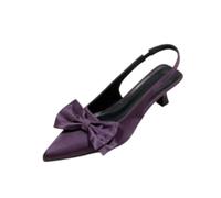 Générique Chaussures Femme Satin Slingback Talon Petit Bout Pointu Nœud | Satin Luxueux Slingback Talon Chat Pour Femmes Bout Pointu Noeud Accent Chaussures Talon Bas Brille À Chaque