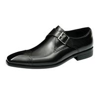 Générique Chaussures Habillées Homme À Boucle Monk Strap, Slip-on Classique, Style Brogues Wingtip À Bout Pointu, Chaussures Élégantes pour Mariage Et Cérémonie,Noir,41 EU