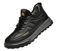 Générique Chaussures Homme en Cuir Basses Fourrées, Style Ville Décontracté, Semelle Épaisse Antidérapante, Lettrage Décoratif Côté, Chaussures d'Hiver pour Bureau, Marche, Trajets et Usage Quotidien