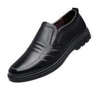 Générique Chaussures Hommes Cuir Mode Style Décontracté Nouveau Fond Plat Semelle Souple Confortable sans Lacet Grande (Black, 43)
