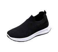 Générique Chaussures Mode Et Sport pour Femme Plates Femmes Chaussures Orthopédiques Tissées Souples Et Respirantes pour Femmes,de Marche À Enfiler Basket sans Lacet Femme Légère Minceur (Black,40)