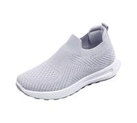 Générique Chaussures Mode Et Sport pour Femme Plates Femmes Chaussures Orthopédiques Tissées Souples Et Respirantes pour Femmes,de Marche À Enfiler Basket sans Lacet Femme Légère Minceur (Grey,40)