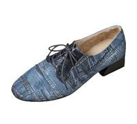 Générique Chaussures Mode et Sport pour Femmes Chaussures décontractées rétro à Lacets en Denim Bleu pour Femmes,Tendance du Commerce extérieur,polyvalentes