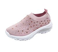 Générique Chaussures Orthopediques Femmes Basket Sport Femme Vol Respirant Été Femmes Tissées Chaussures de Sport pour Maillées pour Sports Fitness Gym Baskets Baskets de (Pink,42)