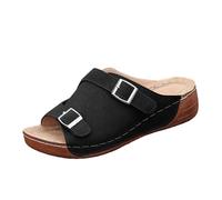 Générique Chaussures Orthopédiques Homme Été Compensé Boucle Sandale Chaussure Support Voûte Antidérapantes Bout Ouvert Sandales Plates Respirant Élégante Claquette De Marche