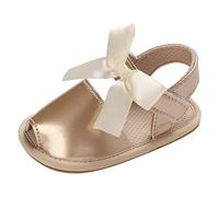 Générique Chaussures Ouvertes Fille en bas âge chaussures filles sandales fond plat antidérapant léger poisson bouche respirant couleur unie arc Tong Enfant (Gold, 19 Infant)