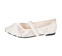 Générique Chaussures Plates en Dentelle Respirante à Bout Pointu, Style Slip-on Confortable et Large, idéales pour Un Usage Quotidien. Design léger à Bout Ouvert. (White, 39)