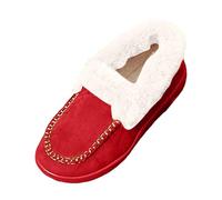 Générique Chaussures Plates en Peluche Chaudes pour Femmes, Chaussures Basses décontractées en Coton la Bottes pour Femmes Bottines Liquidation (Red, 40)