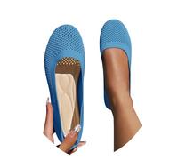 Générique Chaussures Plates pour Femmes, Ballerines Femme Confortable Rond Tricot Pointe Chaussures Confort Chic Élégante Slip on Classiques Respirantes Mocassins, Bleu