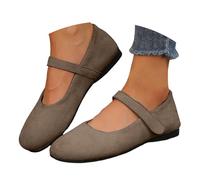 Générique Chaussures Plates rétro la Chaussures de fée, Un Mot, Bouche Peu Profonde, Petites en Cuir avec Jupe, Mary Jane Pantoufles pour Femmes (Brown, 38)