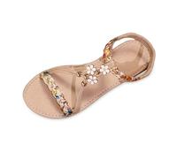 Générique Chaussures pour femmes à semelle plate style bohème pantoufles de plage à la mode sandales bande élastique (Beige, 38)