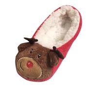 Générique Chaussures pour Femmes, Chaussettes de Sol Chaudes pour la Maison, Chaussettes d'intérieur en Laine et Pantoufles en Coton et Velours (Watermelon Red #2, 38)