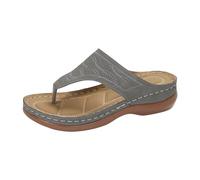 Générique Chaussures pour femmes sandales semelles épaisses compensées la tongs d'un pied sandales bohème Compensées Bout Fermé (Grey, 39)