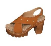 Générique chaussures,Summer New Plus Size Thick High Heeled Sandals With A Back Strap And Thick Sole Casual Sandals For Women Chaussures Confortables Et Élégantes(Orange,37)