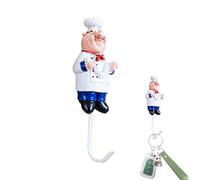 Générique Chef Kitchen Hooks - Cute French Chef Self Adhesive Wall Hooks | Utility Coat Hooks, Cute French Chef Adhesive Wall Hooks For Kitchen Living Room Bedroom Wall Hanging Storage