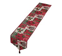 Générique Chemin de Table de Noël Nappe imprimée de Fleurs Accessoire de décoration saisonnière pour Table à Manger d ' Hiver Décor de Restaurant Décoration de Chemin de Noël