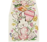 Générique Chemin de Table de pâques avec d ' œufs de Lapins colorés, Lavable pour décor de Printemps, décors de Table de Saison de Vacances