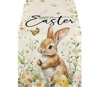 Générique Chemin de Table de pâques avec d ' œufs de Lapins colorés, Lavable pour décor de Printemps, décors de Table de Saison de Vacances