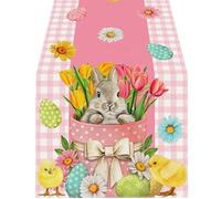 Générique Chemin de Table de pâques avec d ' œufs de Lapins colorés, Lavable pour décor de Printemps, décors de Table de Saison de Vacances