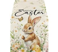 Générique Chemin de Table de pâques avec d ' œufs de Lapins colorés, Lavable pour décor de Printemps, décors de Table de Saison de Vacances