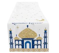 Générique Chemin de Table Eid M Ubarak Golden Moon Mo Sque Ra Madan Chemin de Table Décoration pour la Maison Cuisine Salle à Manger Dîner Intérieur Vacances Ferme De Cor (A, A)