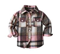 Générique Chemise à Carreaux Enfant Fille Boutonnée Décontracté T-Shirt à Manches Longues Enfant Personnalité Mode Sweat Shirt Classics Chaud avec Poche Poitrine Vêtements Automne Hiver Mignon Hauts