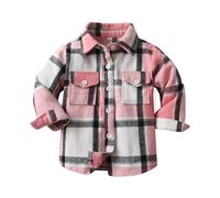 Générique Chemise à Carreaux Enfant Fille Boutonnée Décontracté T-Shirt à Manches Longues Enfant Personnalité Mode Sweat Shirt Classics Chaud avec Poche Poitrine Vêtements Automne Hiver Mignon Hauts