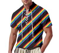 Générique Chemise à imprimé Graphique Moderne pour Homme - Tissu léger mélangé Manches Raglan détails lacés et Style Streetwear décontracté (Multicolour, XXXL)