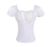 Générique Chemise à Manches Courtes et Une épaule (White, L)