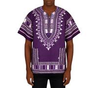Générique Chemise à Manches Courtes pour Homme Style Africain Dashiki Traditionnel Vacances à la Plage Chemise Unisexe Africaine Traditionnelle Imprimé Dashiki Hippy