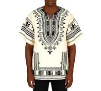 Générique Chemise à Manches Courtes pour Homme Style Africain Dashiki Traditionnel Vacances à la Plage Chemise Unisexe Africaine Traditionnelle Imprimé Dashiki Hippy