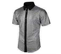 Générique Chemise à paillettes pour homme - Manches courtes - Costume de fête disco - Col Kent - Chemise disco années 70 et 80 - Chemise brillante - Pour fête hippy - Costume de clubwear doux