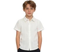Générique Chemise Ado Garcon,Chemise D'éTé à Manches Courtes pour GarçOns Style DéContracté BoutonnéE LéGèRe Et Respirante pour Un Confort Optimal