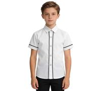 Générique Chemise Adolescent Garcon,Chemise D'éTé à Manches Courtes pour GarçOn Chemise DéContractéE à Boutons pour Enfants LéGèRe Respirante Et Confortable Au Quotidien