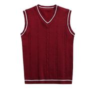 Générique Chemise Avec Pour Homme Foreign Trade Border Knitting Sweater Autumn And Winter Thin Men's Bottom Shirt V Neck Vest Sweater s De Chemises Pour Hommes (Red, XXXL)