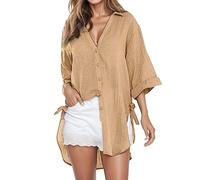 Générique Chemise Blanche Femme Coton, Satin Femme Chemisier Chemisier Femme Coton Jean Femme Top Femme Chemisier Femme Grande Taille Surchemise Femme Top Femme Chic Et Élégant Pull Femme