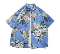 Générique Chemise Courte Homme Marque Tendance Imprimée Fleurs Hawaii Style Décontracté pour Vacances et Looks Estivaux(BU1, XXXL)