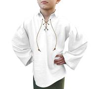 Générique Chemise De Lacet De Pirate pour Enfants Chemise MéDiéVale à Lacets pour Tout-Petits GarçOns, Costume d'halloween Jacobite éCossais, Hauts Classiques - Coton LéGer 3-14 Ans