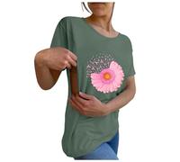 Générique Chemise de maternité pour Femme Double Fermeture éclair sur Le côté T-Shirt imprimé du Cancer du Sein T-Shirt du Mois International de Sensibilisation