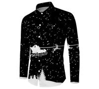 Générique Chemise de Noël Homme Manches Longues 3D Funky Imprimé Décontracté Col Revers Chemises Bouton Down Coupe Slim Hauts Classique Christmas Casual Classique T-Shirt