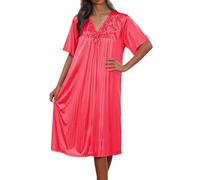 Générique Chemise De Nuit en Soie Glacée Manches Courtes, Coupe Ample Robe De Maison Brodée, Nuisette Légère Élégante, Idéale pour Les Matins Doux