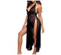 Générique Chemise de Nuit Femme Coton, Robe Ete Dentelle Nuisette Femme Saint Valentin Robe Longu Bretelles Nuisette Leopard Satin Pyjama Transparent Femme Lingerie Ensemble Sexy Robe Dentelle Rouge